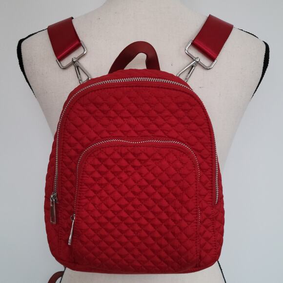 Cynthia Rowley Mini Red Quilted Backpack Removable/Adjustable Straps Top Handle - Picture 1 of 15